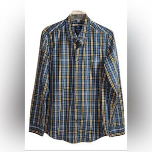Classic Men's Plaid Shirt in Blue and Yellow